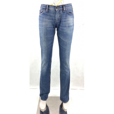 MELTIN POT JEANS PANTALONI MESH SBIADITI  DONNA ZAMPA ADERENTI DENIM VITA MEDIA TG 25