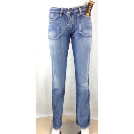 MELTIN POT JEANS PANTALONI EMIL DOUBLE FAS DONNA ADERENTI ZAMPA DENIM VITA BASSA TG 28