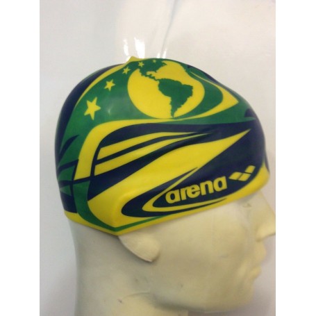 CUFFIA PISCINA UOMO DONNA RAGAZZO RAGAZZA ARENA FLAG CAP 3D gial/verde