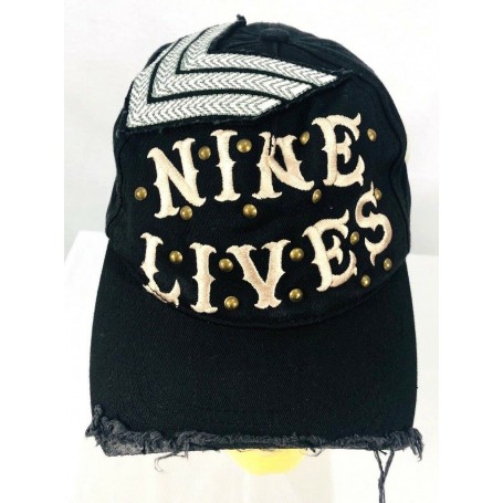 NINE LIVE BASEBALL CAPPELLINO CON VISIERA REGOLABILE NERO GRADI  RICAMO BORCHIE