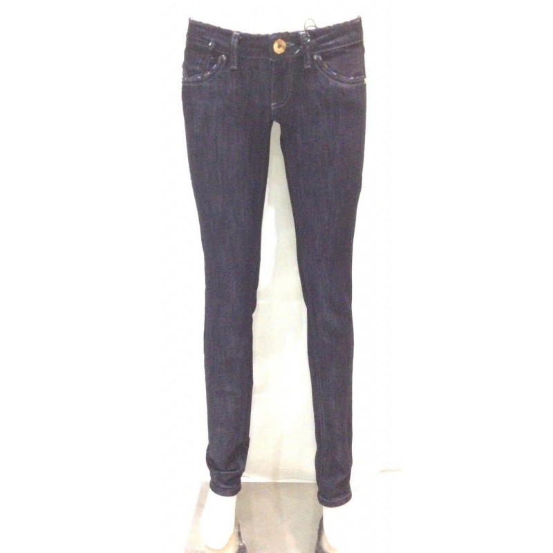 CLINK JEANS IDEA PANTALONI DONNA SEMI ELASTICIZZATO BLU IMPUNTURE VITA  BASSA TG 28