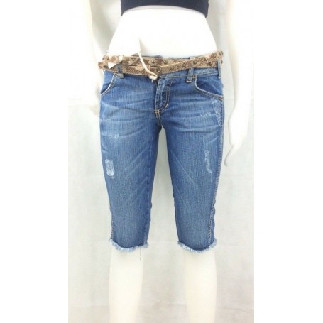 JEANS PINOCCHIETTO BERMUDA BRILLANT MET  DONNA RAGAZZA DENIM VINTAGE STOCK TG 30