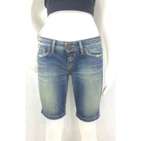 JEANS PANTALONCINO BERMUDA AIKO TAKE TWO DONNA BLU DENIM VINTAGE STOCK TG 27