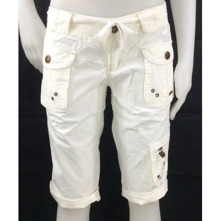 PANTALONCINO PINOCCHIETTO BERMUDA GOLDD BIANCO ESTIVO TASCHE DONNA STOCK TG S