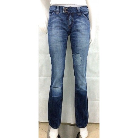 JEANS MET KARMA DONNA ZAMPA ADERENTI VITA BASSA ZAMPA SCOLORITI TOPPE DENIM TG28