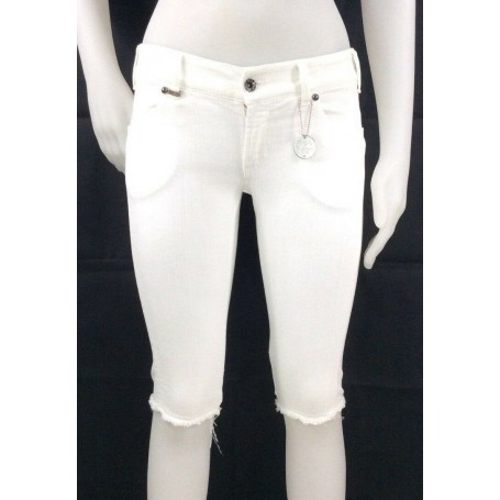 PANTALONCINO PINOCCHIETTO MET BUL BRILLAN BIANCO ELASTICIZZATO DONNA STOCK TG 26