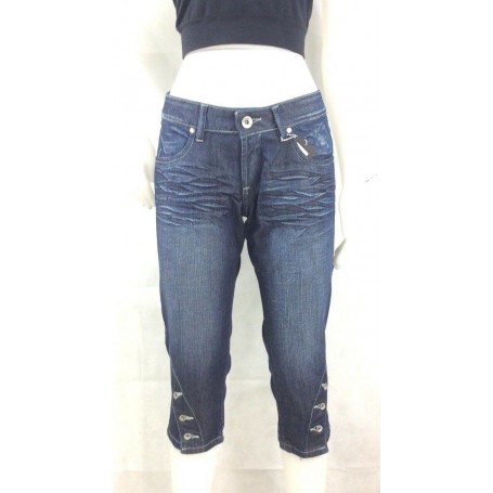 JEANS PINOCCHIETTO BERMUDA ANGEL DEVIL DONNA RAGAZZA RICAMO TASCHE STOCK TG25