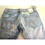 JEANS MET IRREGULAR PANT DONNA  ADERENTI VITA BASSA RETTI SCOLORITI DENIM tg 33
