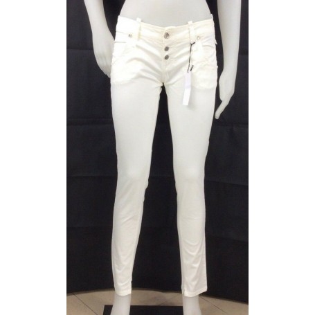 PANTALONI BAYOPR BIANCO CLINK DONNA ADERENTI VITA BASSA CAVIG STRETTA STOCK TG32