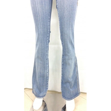 JEANS PANTAL MET WEST DONNA ZAMPA ADERENTI ELASTIC VITA BASSA VINTAGE DENIM  TG 29