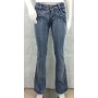 JEANS PANTAL MET WEST DONNA ZAMPA ADERENTI ELASTIC VITA BASSA VINTAGE DENIM TG 32