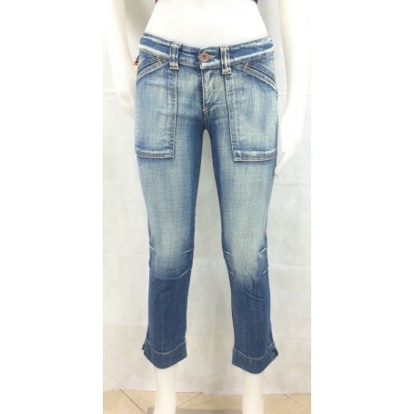 JEANS PANTALONI POPPY DENIM MET DONNA  ADERENTI VITA BASSA CAVIGLIA STOCK TG 28