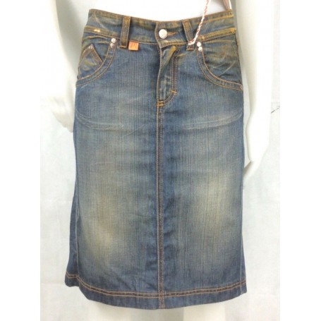 GONNA JEANS MAGGIE DONNA ADERENTI LONGUETTE DENIM VINTAGE STOCK TG 25