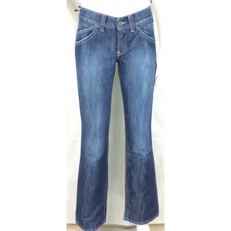 JEANS PANT LADY DONNA ZAMPA ADERENTI VITA MEDIA BASSA DENIM BLU METALLO TG 24