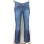 JEANS PANT LADY DONNA ZAMPA ADERENTI VITA MEDIA BASSA DENIM BLU METALLO TG 24