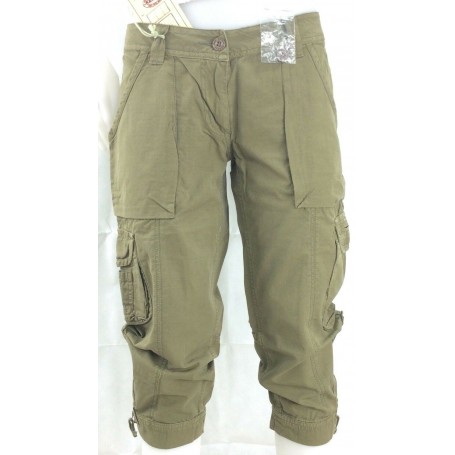PANT BERMUDA SALVIA VERDE BOMBOGGIE  DONNA RAGAZZA TASCHE E CERNIERE  LATERALI