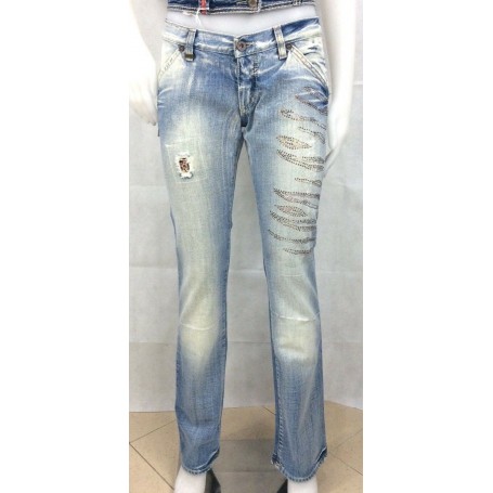MET JEANS PANTALONI NEW BODY DONNA VITA BASSA PICCOLA ZAMPA DENIM STRAPPI TG32