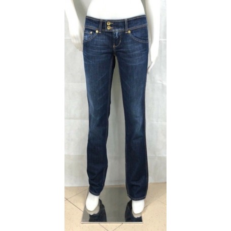 MET JEANS PANTALONI VITTORIA FIX BLUE  DONNA ADERENTI V.BASSA SVASATURA TG 25