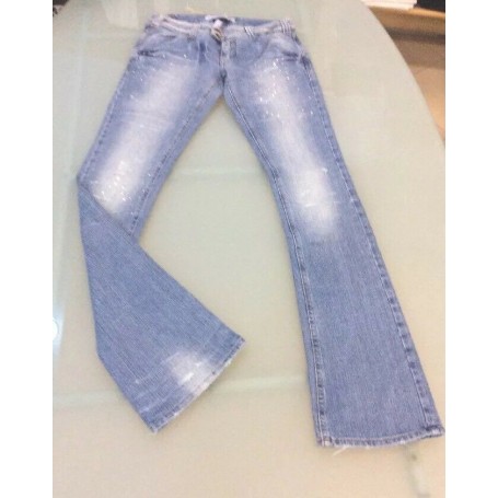 JEANS KARMAS  MET CON BRILLANTINI ADERENTE A ZAMPA DONNA mis.32