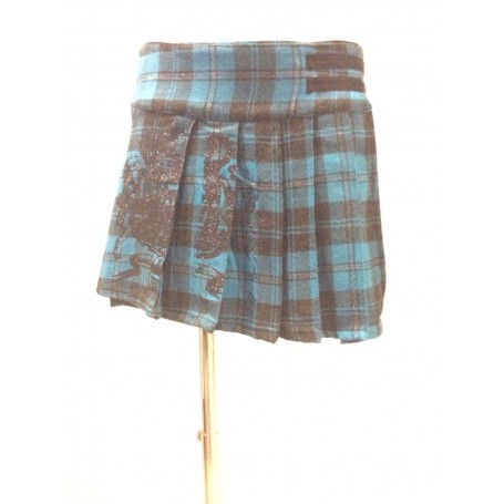 GONNA CORTA, MINIGONNA CON PIEGHE SCOZZESE QUADRO SCOLARETTA BLU LONSDALE MIS M