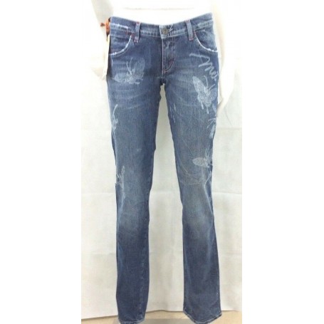 JEANS PANTALONI MET STRENNA  DONNA ADERENTI ZAMPA ELASTICIZ OLOGRAMMA TG 32