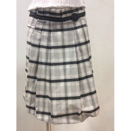 GONNA GINOCCHIO A PALLONCINO A QUADRI BIANCO NERO DONNA RAGAZZA MIS S / L