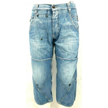 JEANS PANTALONCINI MET PUGNALE PINOCCHIETTO UOMO COMODI  BERMUDA DENIM TG 26
