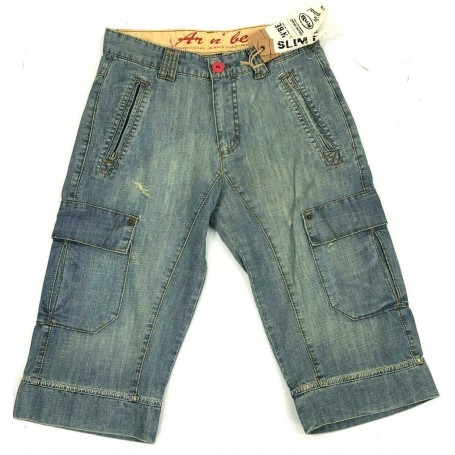 JEANS PANTALONCINI AREMBI PINOCCHIETTO UOMO COMODI BERMUDA DENIM TG 28