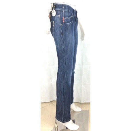 JEANS PANT MET LADY DONNA RAGAZZA ZAMPA ADERENTI VITA MEDIA DENIM BLU TG 25