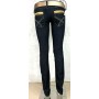 JEANS DONNA CLINK PHIC PANTALONI ADERENTI ELASTICIZZATI BLU CERNIERE TASCHE ORO tg 27