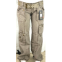 PANTALONE GOLDIGGA SHOUT DONNA TASCHE CINTURA MARRONI ESTIVO VITA BASSA CERNIERE XS