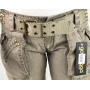 PANTALONE GOLDIGGA SHOUT DONNA TASCHE CINTURA MARRONI ESTIVO VITA BASSA CERNIERE XS
