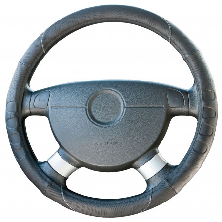 COPRIVOLANTE DARKNESS PER SSANGYONG KORANDO NERO POLIESTERE CM 37-39 CUCITURE A VISTA