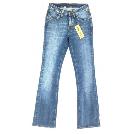 MELTIN POT JEANS PANTALONI NAFTIA SBIADITI DONNA ZAMPA ADERENTI  VITA MEDIA TG 26