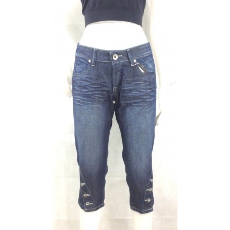 JEANS PINOCCHIETTO BERMUDA ANGEL DEVIL DONNA RAGAZZA RICAMO TASCHE TG25