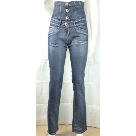 JEANS DONNA FASCIA VITA ALTA ELASTICIZZATO OLOGRAM MIS 27 ADERENTE DENIM
