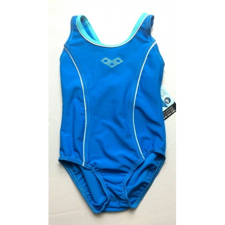 COSTUME PISCINA ARENA INTERO MACETA KID GIRL BAMBINA tg5 NUOTO MARE AZZURRO LOGO