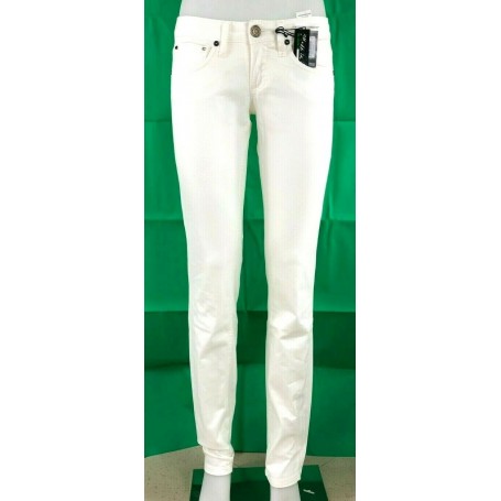 PANTALONE CLINK EPPY BIANCO ESTIVO COTONE SLIM STRASS DONNA STOCK tg31