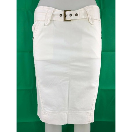 LONGUETTE DENNI MOHAVE BIANCA DONNA GONNA GINOCCHIO COTONE ELASTICIZZATO TG25