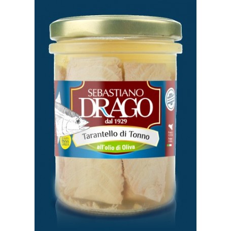 TARANTELLO DI TONNO DRAGO IN OLIO DI OLIVA 3 BOCCE IN VETRO DA GR 200 CONSERVE