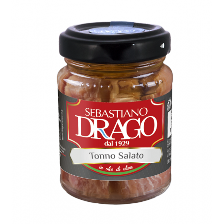 PEZZETTI DI TONNO SALATO  DRAGO IN OLIO DI OLIVA 6 BOCCE IN VETRO DA GR 100 CONSERVE