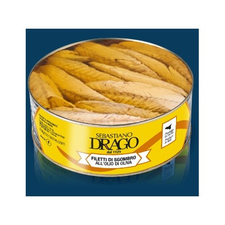 FILETTI DI SGOMBRO DRAGO IN OLIO DI OLIVA 1 BARATTOLO DA KG 2.400 CONSERVE