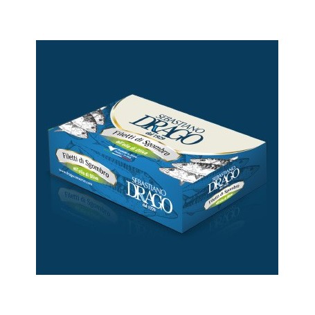 FILETTI DI SGOMBRO DRAGO IN OLIO DI OLIVA 6 BARATTOLI DA GR 125 CONSERVE