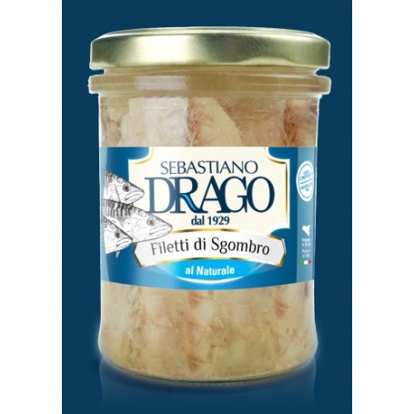 FILETTI DI SGOMBRO DRAGO IN OLIO DI SEMI 1 BOCCE IN VETRO DA GR 200 CONSERVE