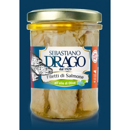 BIO FILETTI DI SALMONE IN OLIO EVO DRAGO 6 CONF DA 200 GR CONSERVE