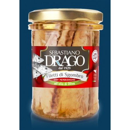 FILETTI DI SGOMBRO IN OLIO D'OLIVA PEPERONCINO ROSSO CONF 6 PER 200GR