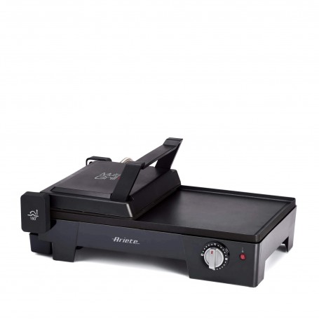 Ariete 1916 Multi Grill 3 in 1 Griglia Elettrica, Barbecue, Piastra liscia e rigata apertura a 180° Termost regolabi 2400 W Nero