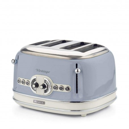 Ariete 156 Tostapane Vintage 4 fette di pane senza pinze 6 Livelli di tostatura Defrost 1600 W Linea Vintage Celeste