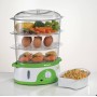 Ariete 911 Healthy Steam Vaporiera Elettrica 3 Cestelli Contenitore per riso Timer 60? 800 W 9 Litri Bianco e Verde
