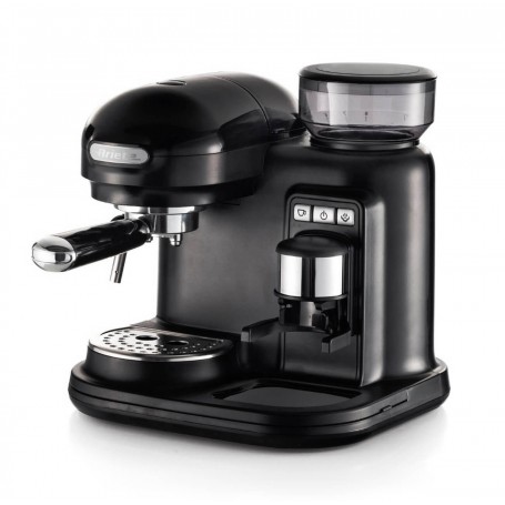 Ariete 1318 Moderna Macchina per caffè espresso con macinacaffè integrato, cappuc per schiuma di latte, 1filtro, 1080W, nero